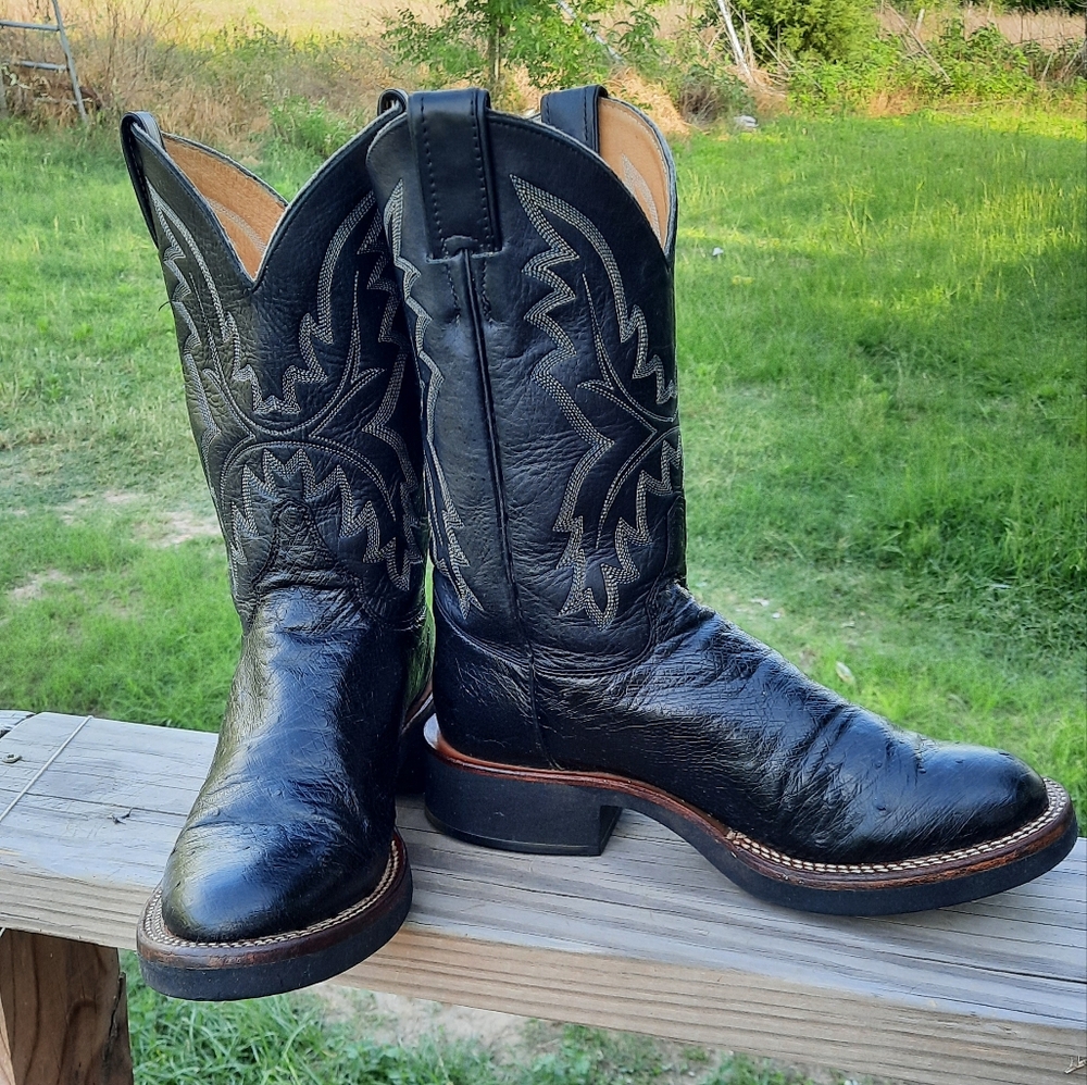 Justin Boots Black Cowboy & Western Boots Men's size 8 B or Women's size 10 - Picture 3 of 7